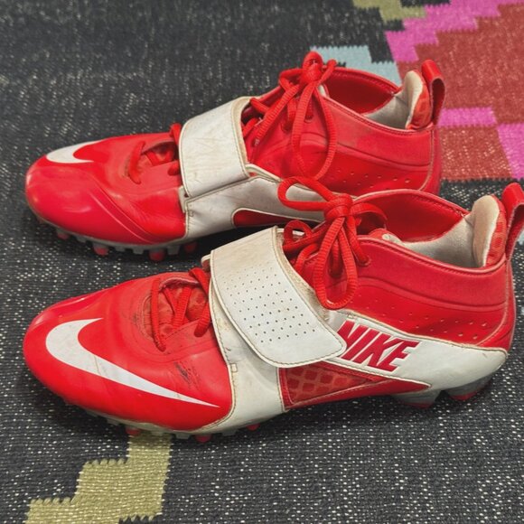NIKE Huarache Lacrosse Cleats, Red/White, US Men's 11, Circa 2012-2013 - Picture 2 of 15